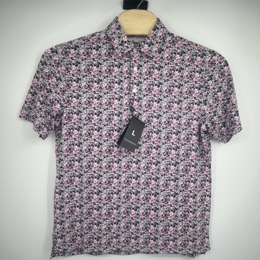 NWT‎ IBKUL Men's Print Polo Shirt Short Sleeve Activewear Size Large